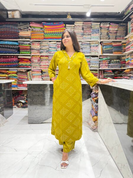 Best Even Bandhani Code Set (Mustard yellow)