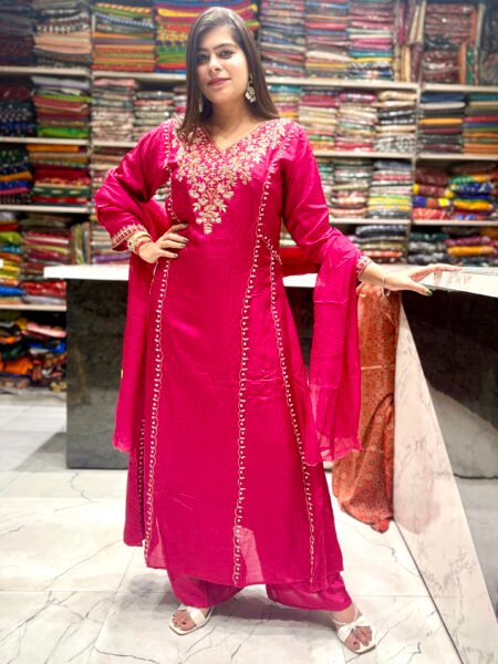 Hot Pink Embroidered Dress